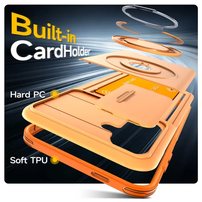 Coque Samsung Galaxy A27 Cache Caméra Anneau et Rangement Cartes
