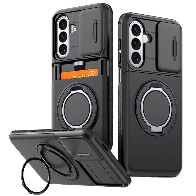 Coque Samsung Galaxy A27 Cache Caméra Anneau et Rangement Cartes