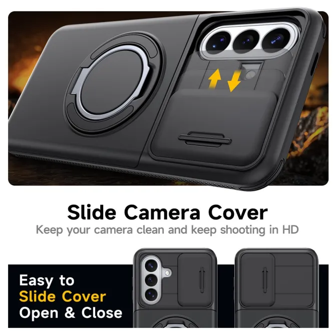 Coque Samsung Galaxy A27 Cache Caméra Anneau et Rangement Cartes