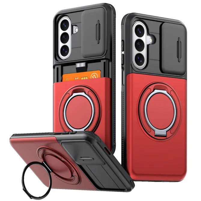 Coque Samsung Galaxy A27 Cache Caméra Anneau et Rangement Cartes