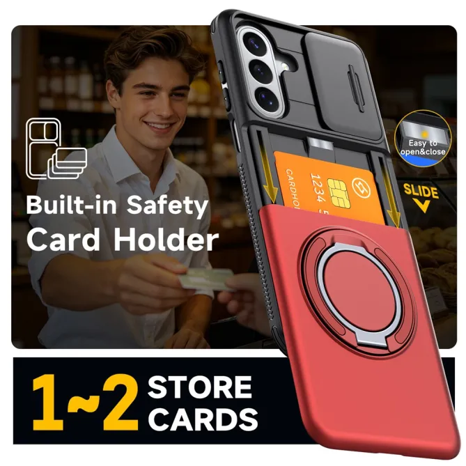 Coque Samsung Galaxy A27 Cache Caméra Anneau et Rangement Cartes