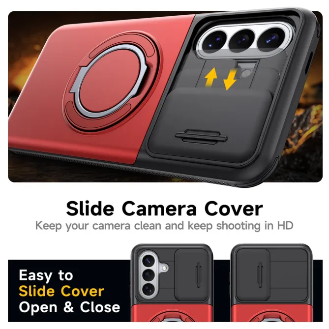 Coque Samsung Galaxy A27 Cache Caméra Anneau et Rangement Cartes