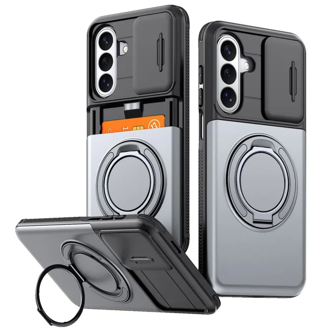 Coque Samsung Galaxy A27 Cache Caméra Anneau et Rangement Cartes