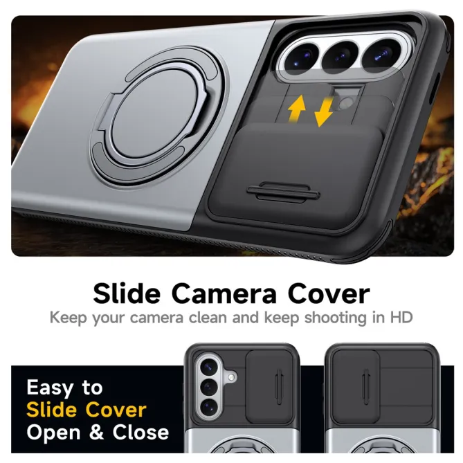Coque Samsung Galaxy A27 Cache Caméra Anneau et Rangement Cartes