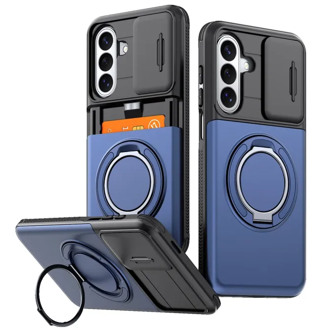 Coque Samsung Galaxy A27 Cache Caméra Anneau et Rangement Cartes