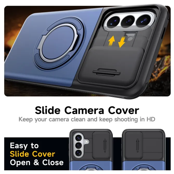 Coque Samsung Galaxy A27 Cache Caméra Anneau et Rangement Cartes