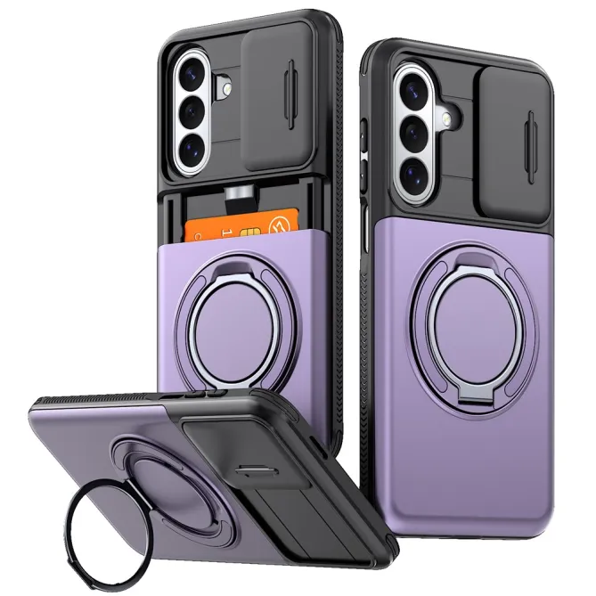 Coque Samsung Galaxy A27 Cache Caméra Anneau et Rangement Cartes
