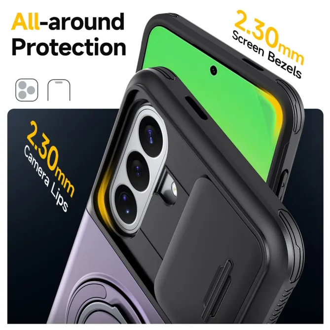 Coque Samsung Galaxy A27 Cache Caméra Anneau et Rangement Cartes