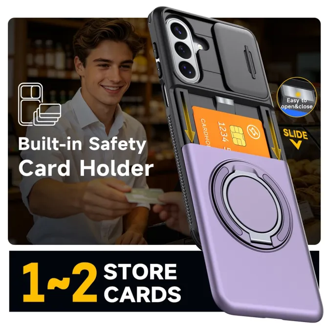 Coque Samsung Galaxy A27 Cache Caméra Anneau et Rangement Cartes