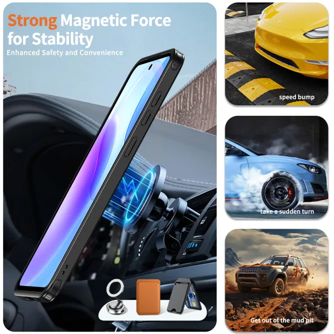 Coque Samsung Galaxy A27 Magnétique Anneau Béquille Texture Carbone