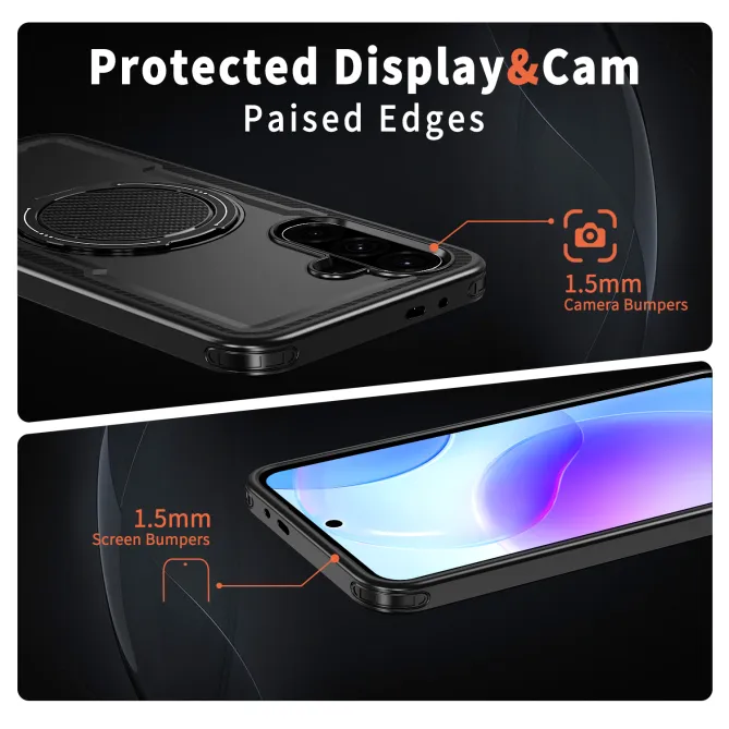 Coque Samsung Galaxy A27 Magnétique Anneau Béquille Texture Carbone
