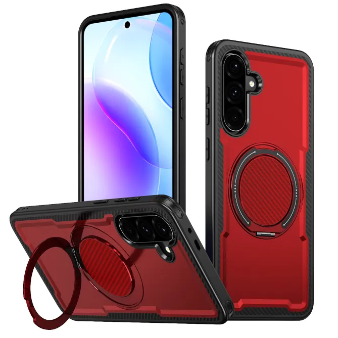 Coque Samsung Galaxy A27 Magnétique Anneau Béquille Texture Carbone
