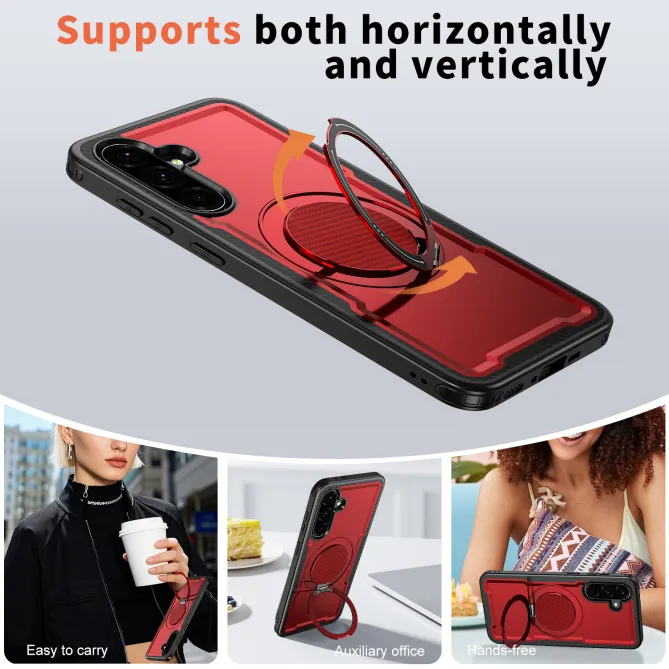 Coque Samsung Galaxy A27 Magnétique Anneau Béquille Texture Carbone