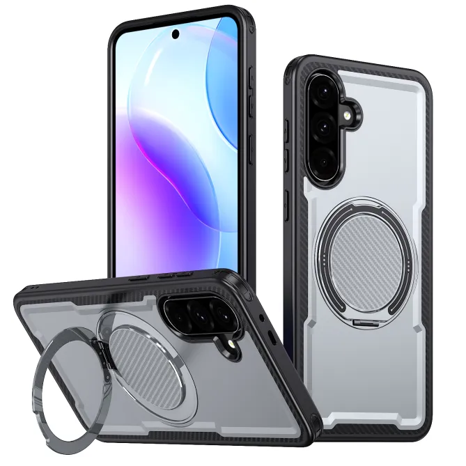 Coque Samsung Galaxy A27 Magnétique Anneau Béquille Texture Carbone