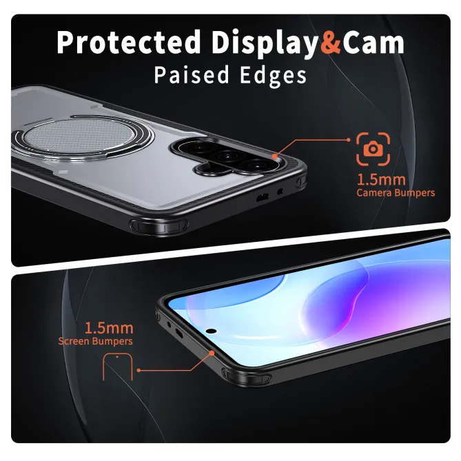 Coque Samsung Galaxy A27 Magnétique Anneau Béquille Texture Carbone