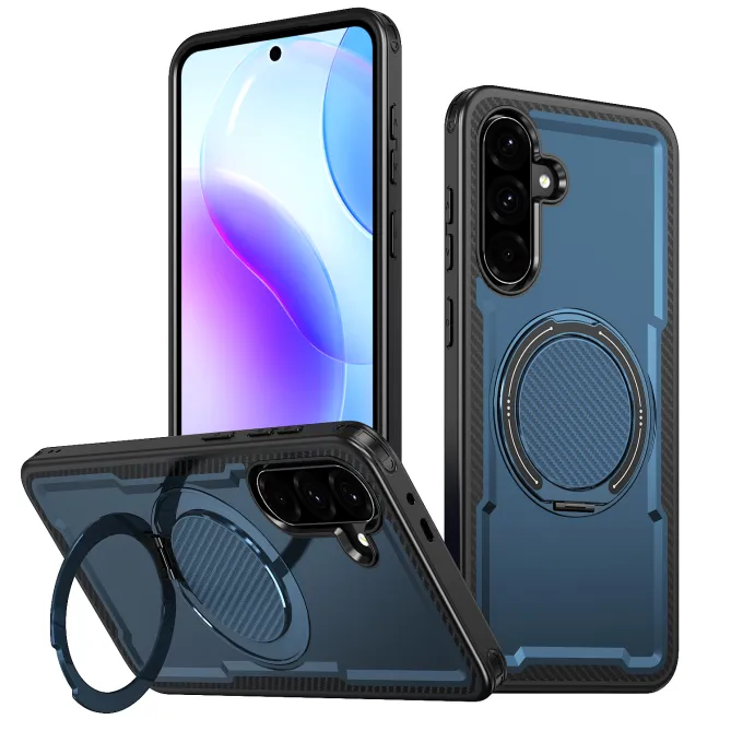 Coque Samsung Galaxy A27 Magnétique Anneau Béquille Texture Carbone