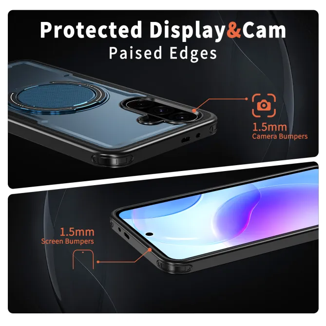 Coque Samsung Galaxy A27 Magnétique Anneau Béquille Texture Carbone