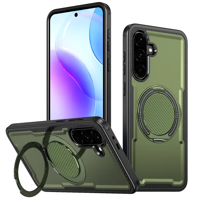 Coque Samsung Galaxy A27 Magnétique Anneau Béquille Texture Carbone