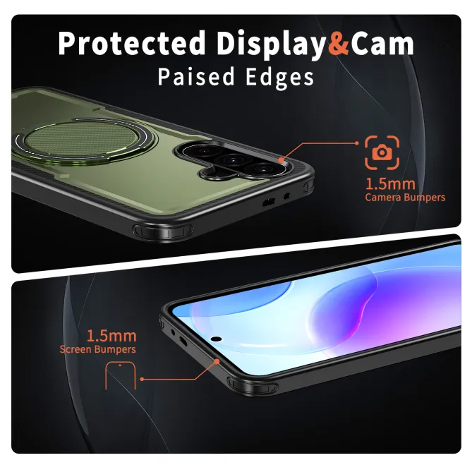 Coque Samsung Galaxy A27 Magnétique Anneau Béquille Texture Carbone