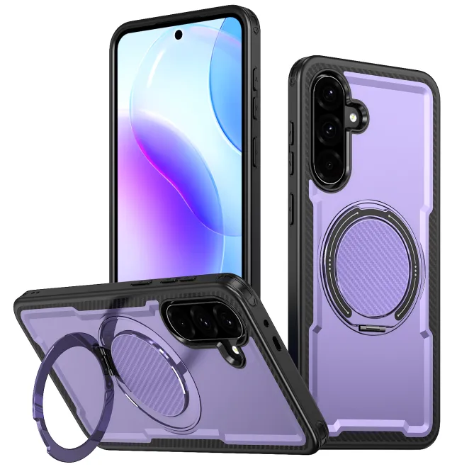 Coque Samsung Galaxy A27 Magnétique Anneau Béquille Texture Carbone