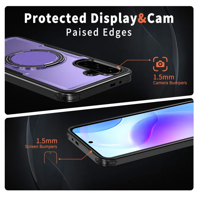 Coque Samsung Galaxy A27 Magnétique Anneau Béquille Texture Carbone
