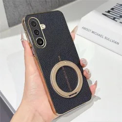 Coque Samsung Galaxy A27 simili cuir litchi anneau métallique
