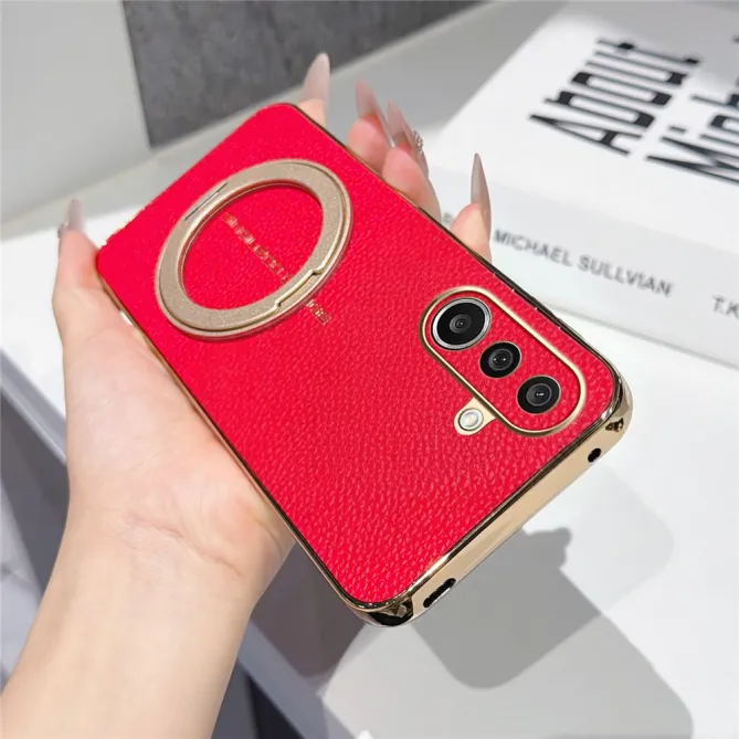 Coque Samsung Galaxy A27 simili cuir litchi anneau métallique
