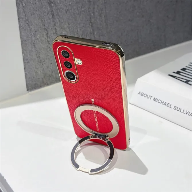Coque Samsung Galaxy A27 simili cuir litchi anneau métallique