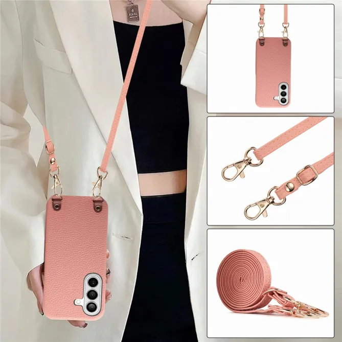 Coque Samsung Galaxy A27 Effet Cuir Grainé avec Cordon Bandoulière
