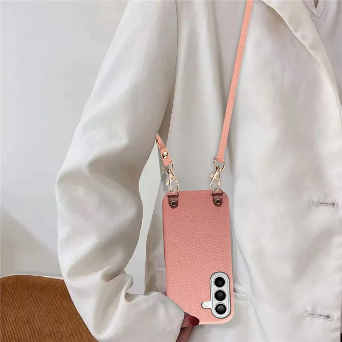 Coque Samsung Galaxy A27 Effet Cuir Grainé avec Cordon Bandoulière