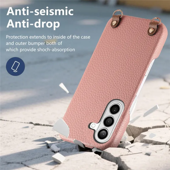 Coque Samsung Galaxy A27 Effet Cuir Grainé avec Cordon Bandoulière