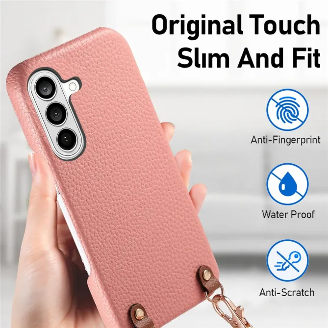 Coque Samsung Galaxy A27 Effet Cuir Grainé avec Cordon Bandoulière