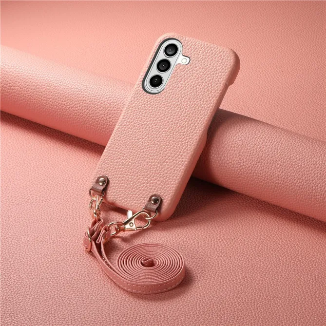 Coque Samsung Galaxy A27 Effet Cuir Grainé avec Cordon Bandoulière