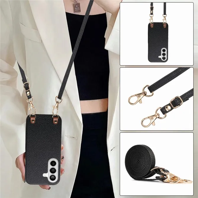 Coque Samsung Galaxy A27 Effet Cuir Grainé avec Cordon Bandoulière