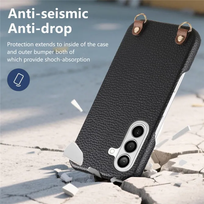 Coque Samsung Galaxy A27 Effet Cuir Grainé avec Cordon Bandoulière