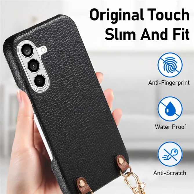 Coque Samsung Galaxy A27 Effet Cuir Grainé avec Cordon Bandoulière
