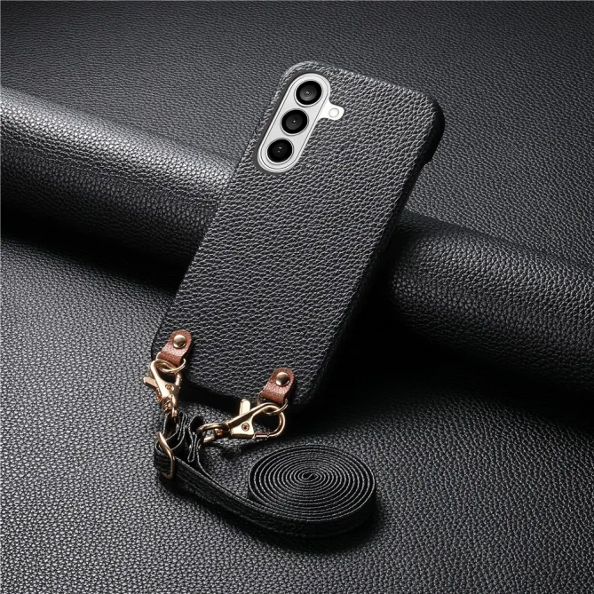 Coque Samsung Galaxy A27 Effet Cuir Grainé avec Cordon Bandoulière