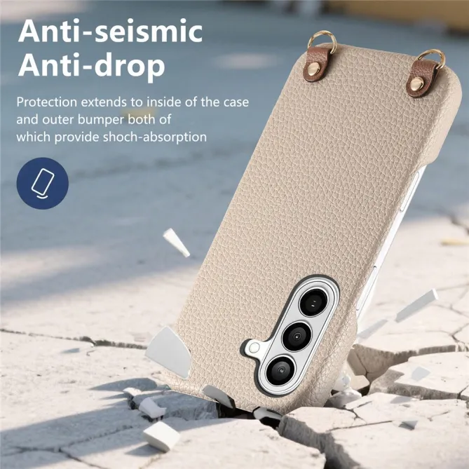 Coque Samsung Galaxy A27 Effet Cuir Grainé avec Cordon Bandoulière