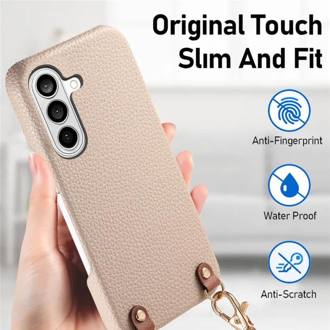 Coque Samsung Galaxy A27 Effet Cuir Grainé avec Cordon Bandoulière