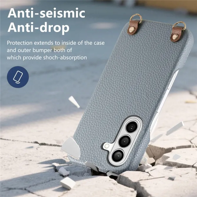 Coque Samsung Galaxy A27 Effet Cuir Grainé avec Cordon Bandoulière