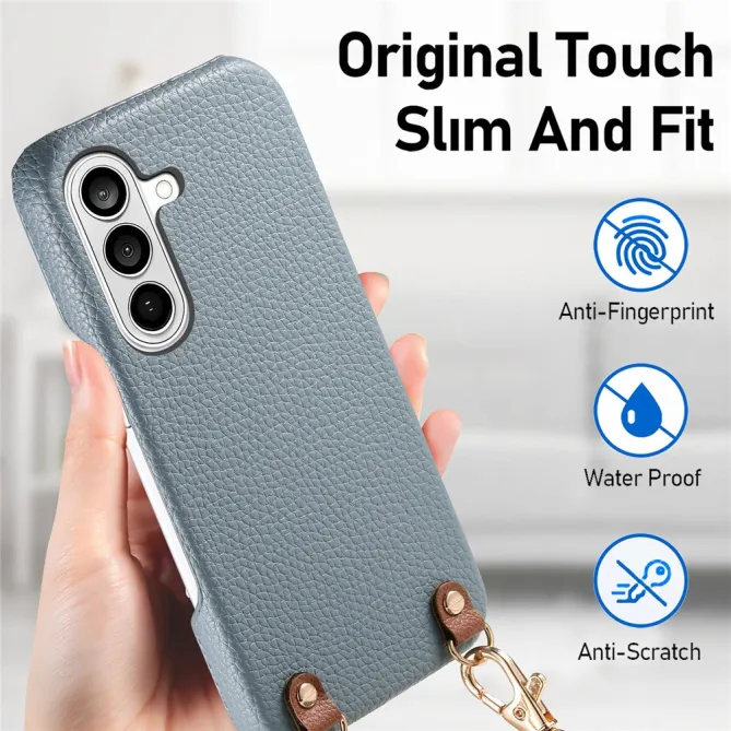 Coque Samsung Galaxy A27 Effet Cuir Grainé avec Cordon Bandoulière