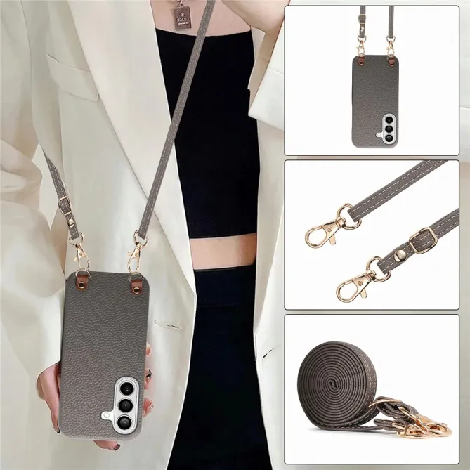 Coque Samsung Galaxy A27 Effet Cuir Grainé avec Cordon Bandoulière