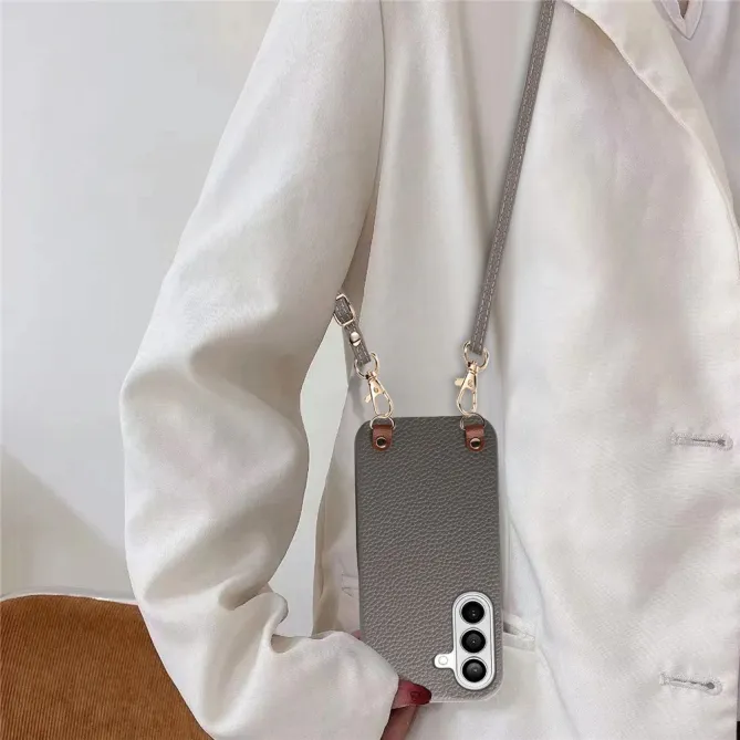 Coque Samsung Galaxy A27 Effet Cuir Grainé avec Cordon Bandoulière