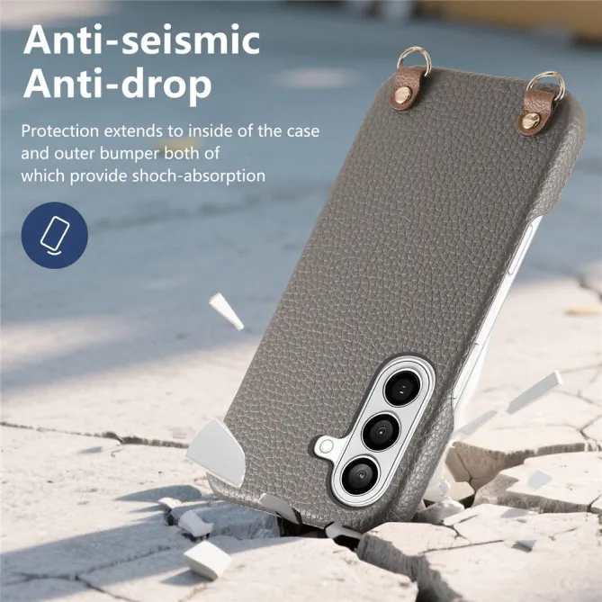 Coque Samsung Galaxy A27 Effet Cuir Grainé avec Cordon Bandoulière