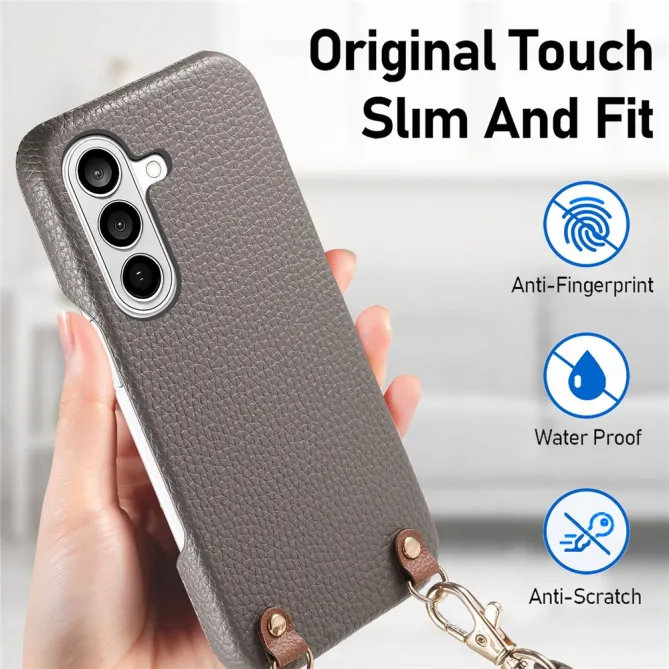 Coque Samsung Galaxy A27 Effet Cuir Grainé avec Cordon Bandoulière