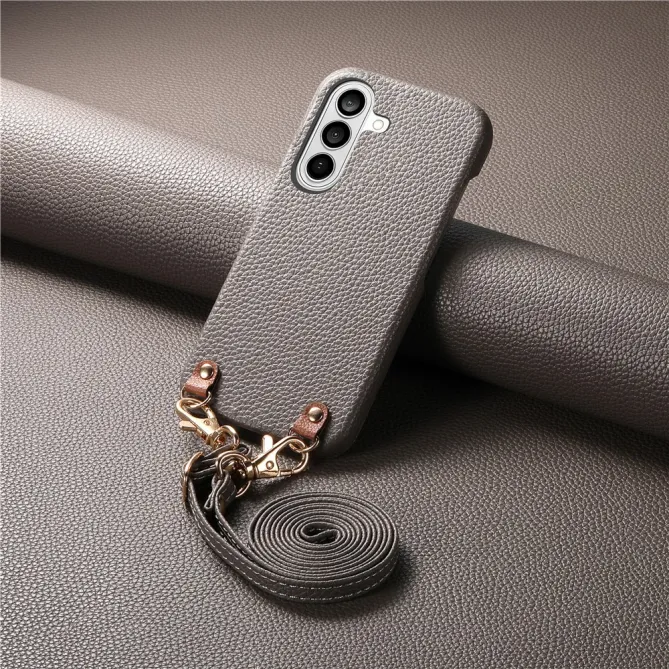 Coque Samsung Galaxy A27 Effet Cuir Grainé avec Cordon Bandoulière