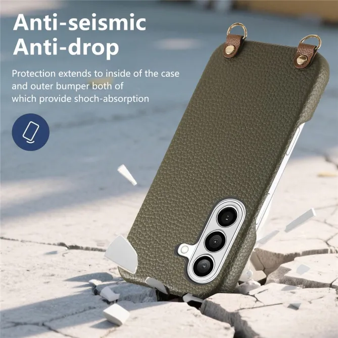 Coque Samsung Galaxy A27 Effet Cuir Grainé avec Cordon Bandoulière