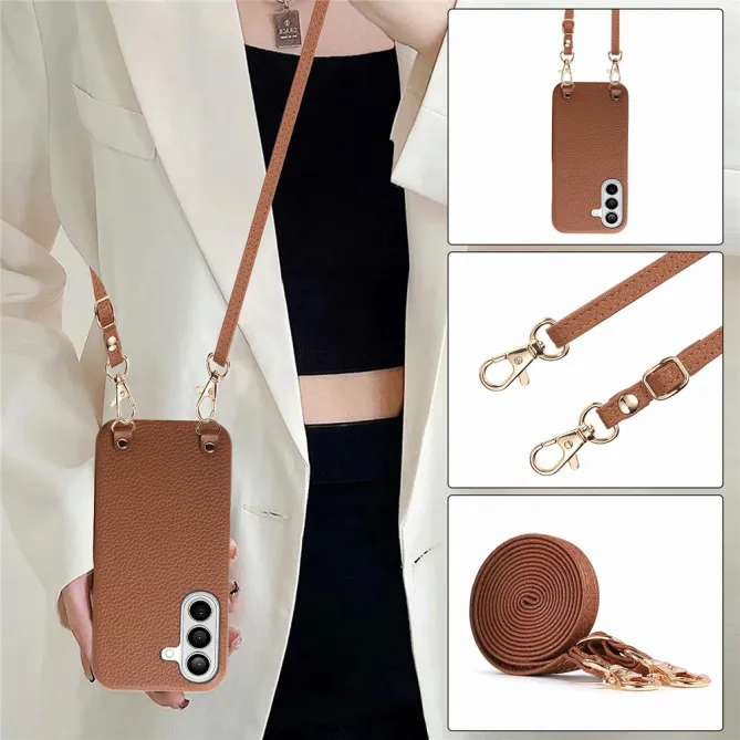 Coque Samsung Galaxy A27 Effet Cuir Grainé avec Cordon Bandoulière