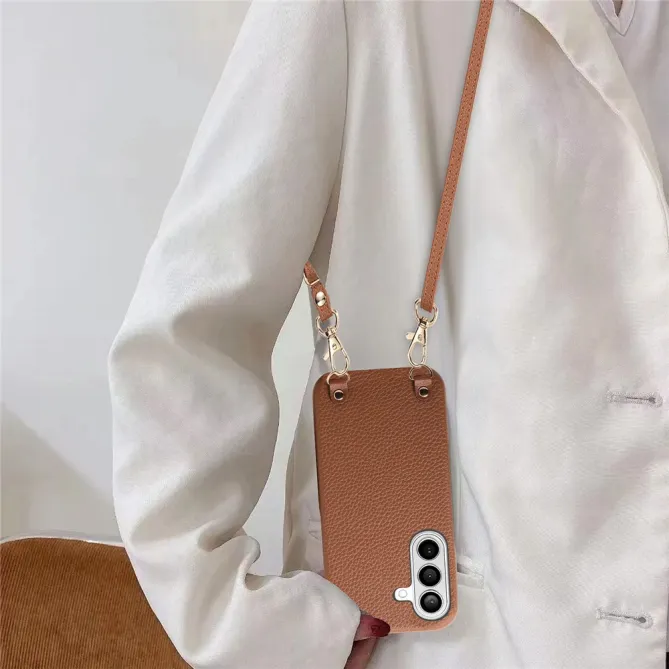 Coque Samsung Galaxy A27 Effet Cuir Grainé avec Cordon Bandoulière
