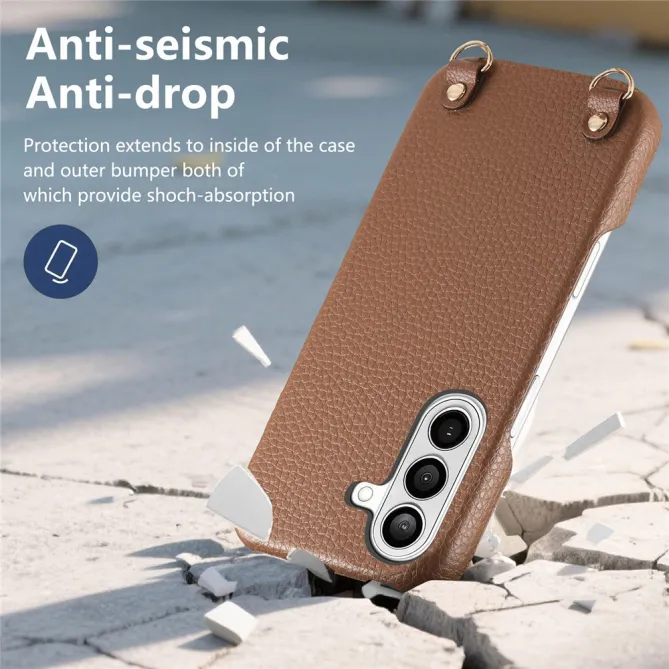 Coque Samsung Galaxy A27 Effet Cuir Grainé avec Cordon Bandoulière